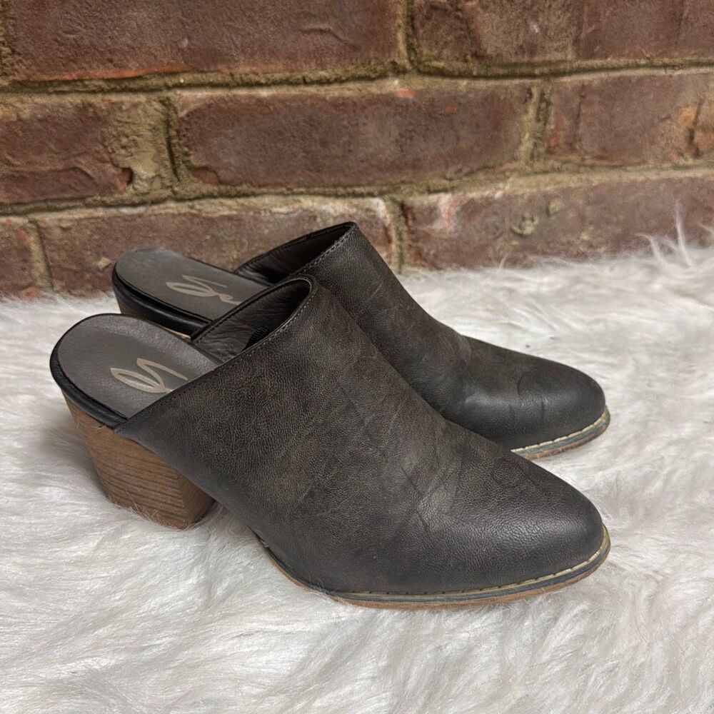 Seven7 Women’s Gray Dandy Mule Block Heel Western Clog Slide Size 7
